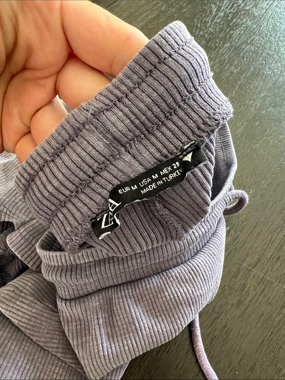 Zara Lavender Ribbed Drawstring Lounge Shorts - Picture 2 of 2